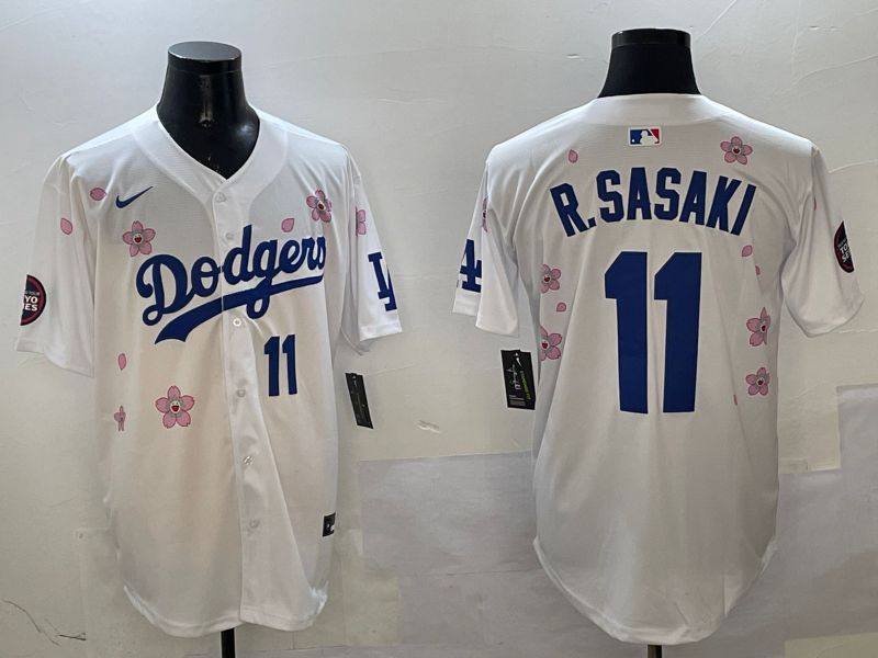 Men Los Angeles Dodgers 11 R.Sasaki White Sakura Edition 2025 Nike MLB Jersey style 6